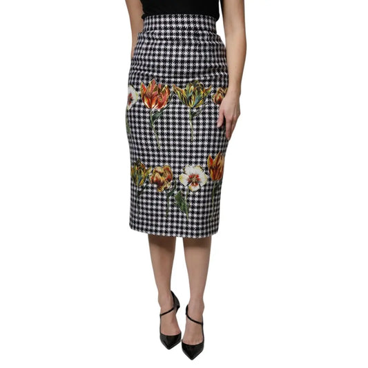 Dolce & Gabbana Multicolor Floral Print High Waist Pencil Cut Skirt