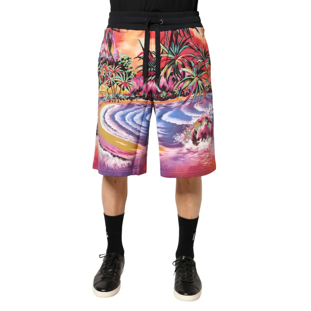 Dolce & Gabbana Gabbana multicolor graphic bermuda shorts med tropisk strand
