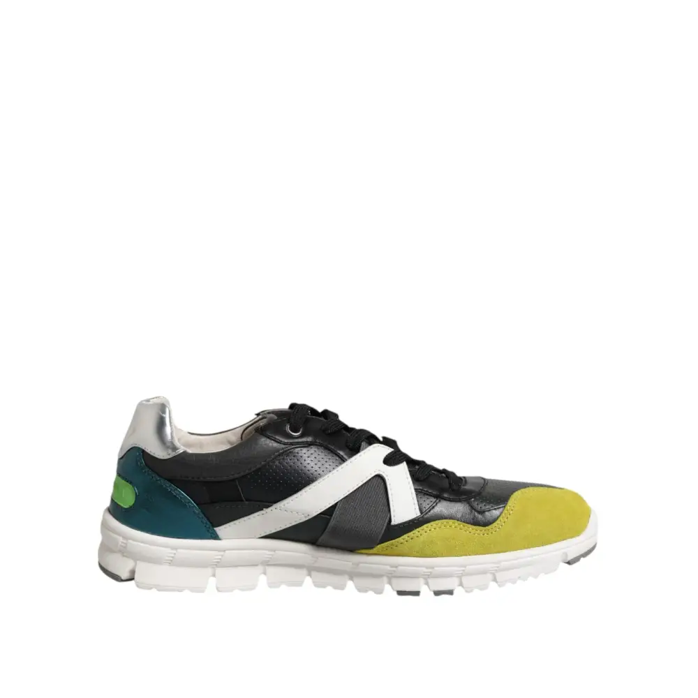 Dolce & Gabbana multicolor lace up low top sneakers in black, white og lime green