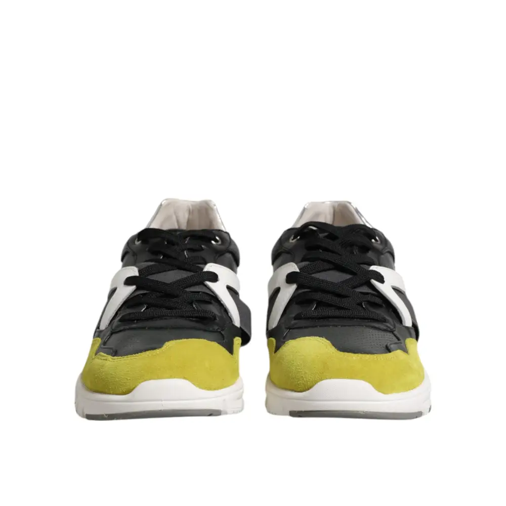 Dolce & Gabbana multicolor lace up low top sneakers in black, lime green suede with white accents