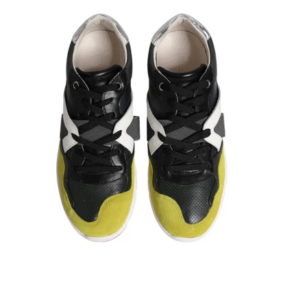 Dolce & Gabbana multicolor lace up low top sneakers i sort sort grøn med perforeret læder