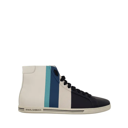 Dolce & Gabbana gabbana multicolor leather mid top sneakers i hvid, marineblå og teal