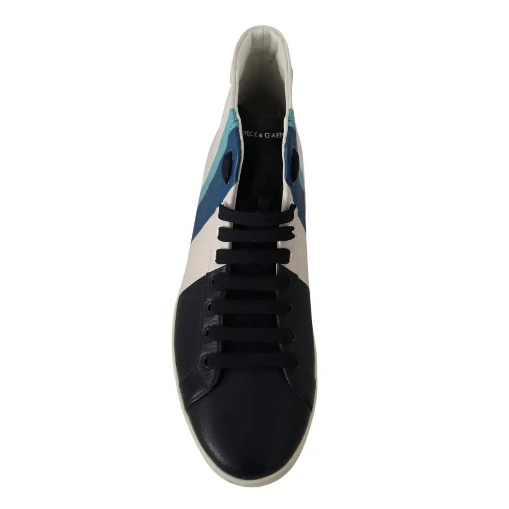 Dolce & Gabbana multicolor leather mid top sneaker i sort-hvid-blå