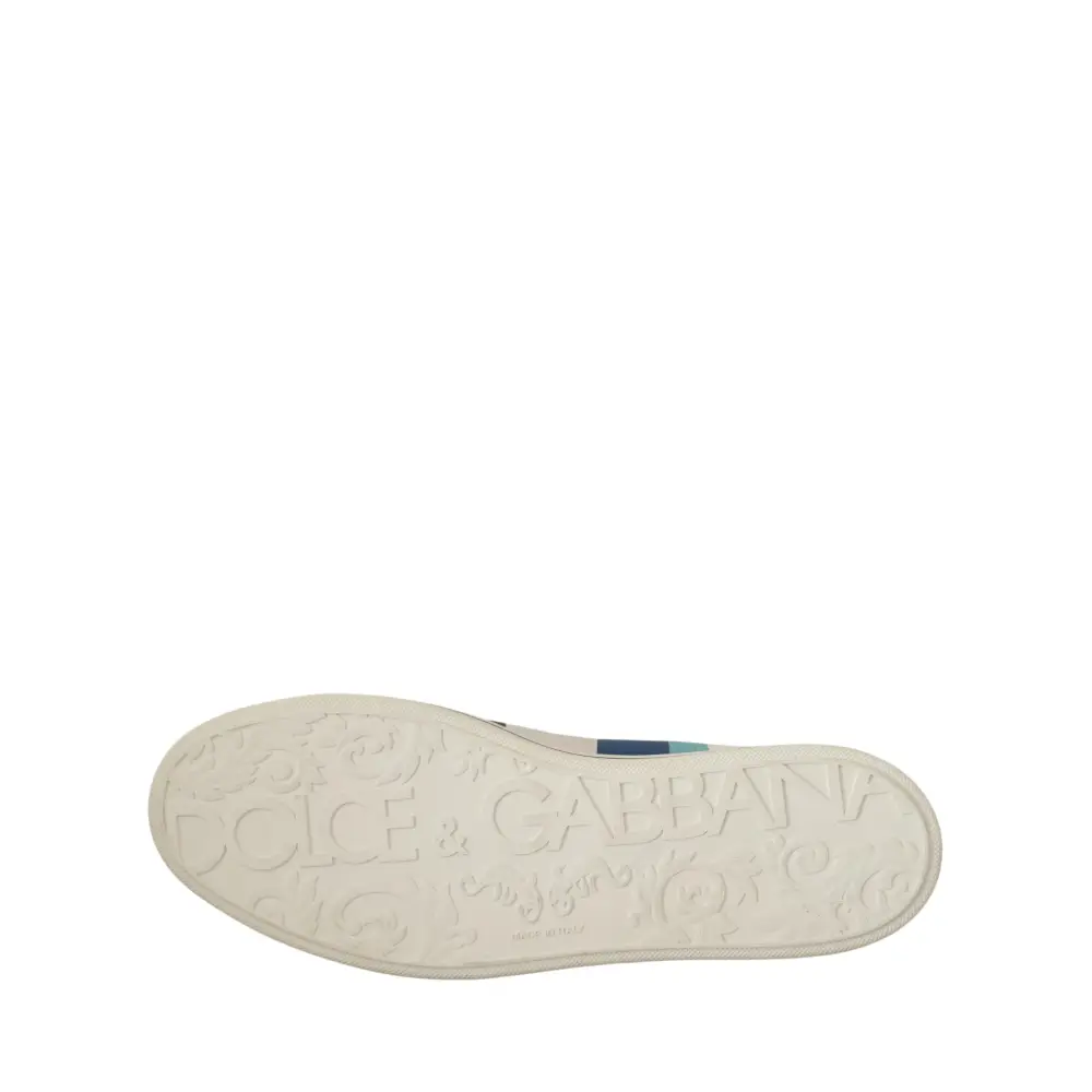 Dolce & Gabbana multicolor leather mid top sneaker hvid gummisål med logo