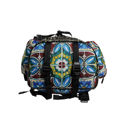 Dolce & Gabbana multicolor maiolica print nylon backpack bag