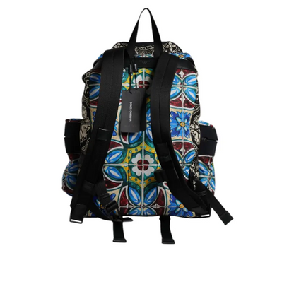 Dolce & Gabbana multicolor maiolica print nylon backpack