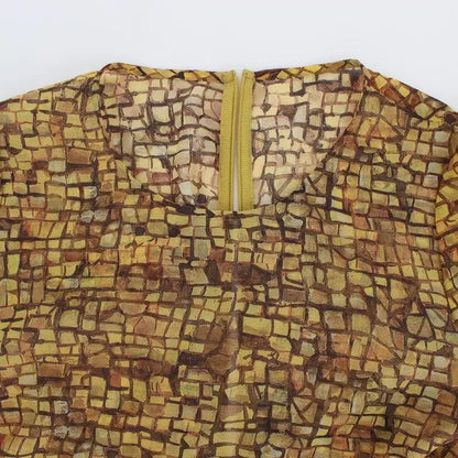 Dolce & Gabbana Multicolor Mosaic Print Silk Blouse T-shirt