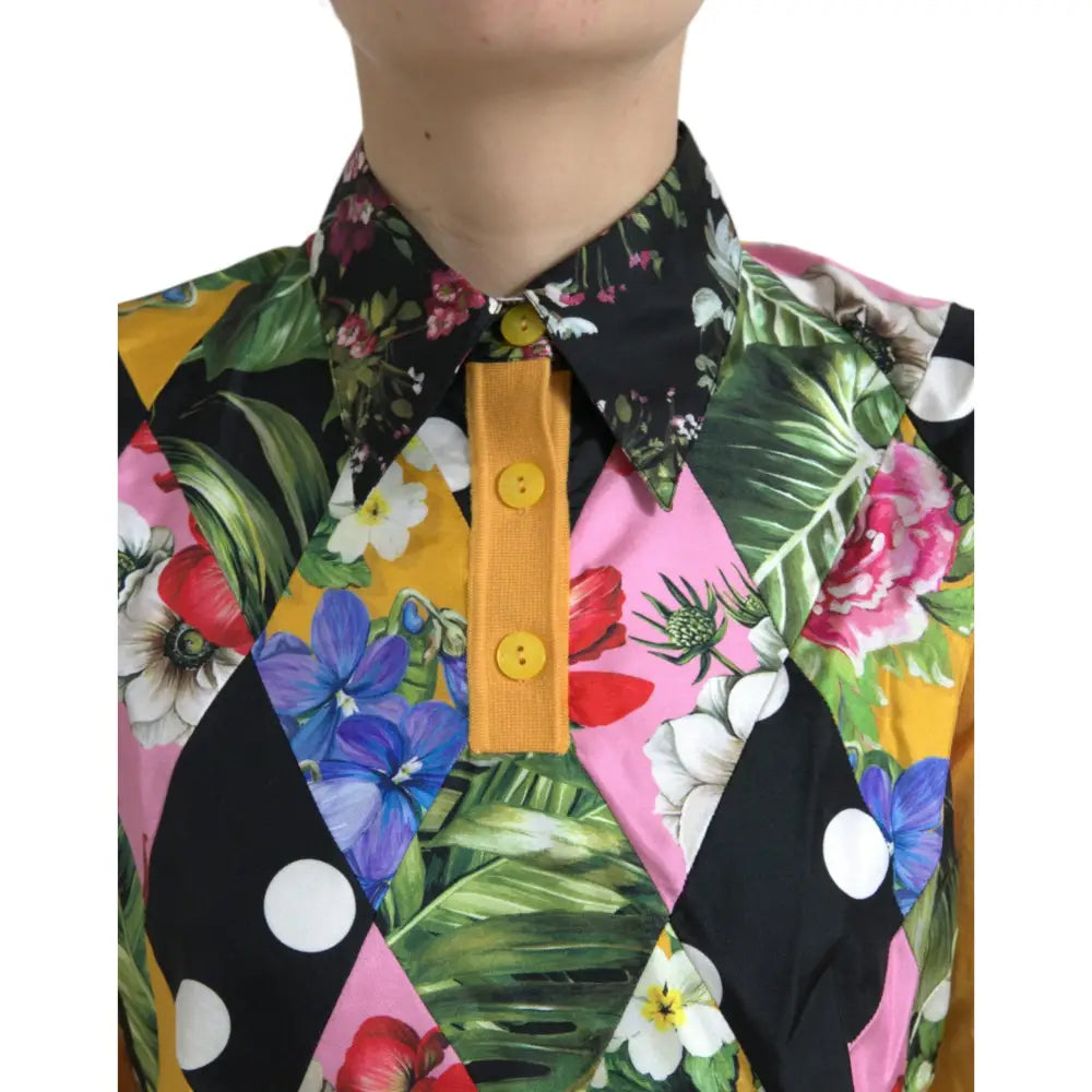 Dolce & Gabbana Multicolor Patchwork Cashmere Henley Sweater