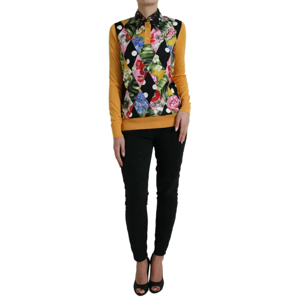 Dolce & Gabbana Multicolor Patchwork Cashmere Henley Sweater