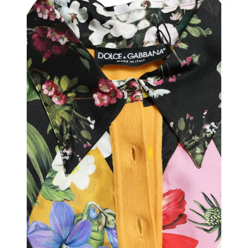 Dolce & Gabbana Multicolor Patchwork Cashmere Henley Sweater