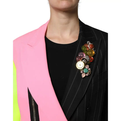 Dolce & Gabbana Multicolor Patchwork Embellished Coat Jacket