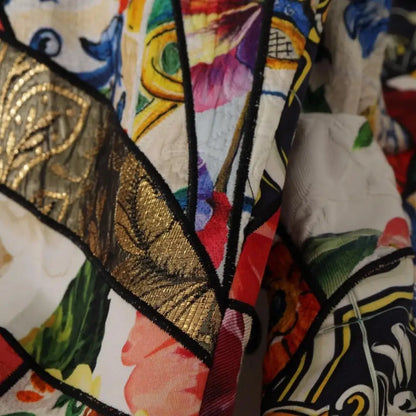 Dolce & Gabbana Multicolor Patchwork Jacquard High Waist Pants