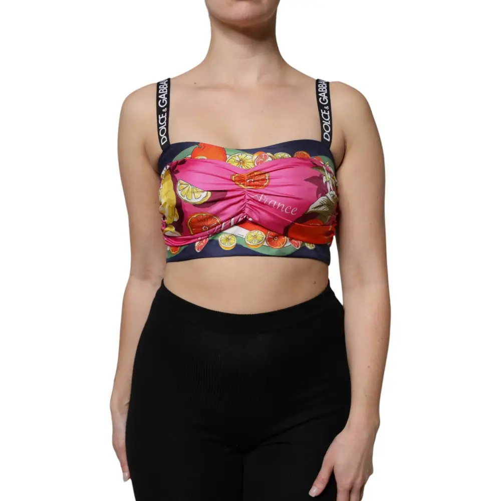 Dolce & Gabbana gabbana multicolor silk bandeau top med sorte stropper