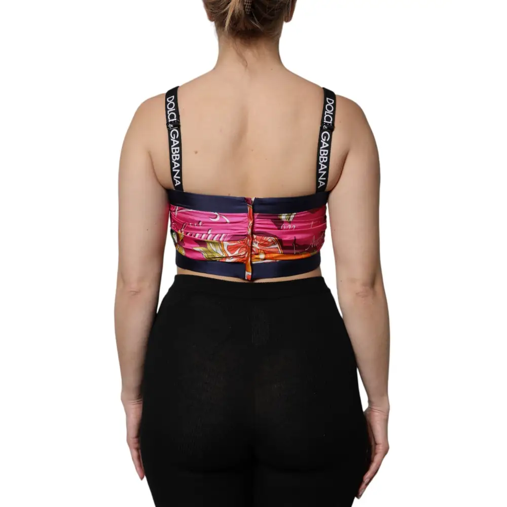 Dolce & Gabbana gabbana multicolor silk bustier i pink-orange mønster