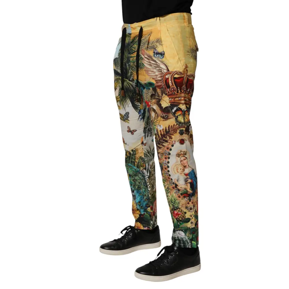 Vibrante Dolce & Gabbana tropical king lounge bukse i gul med tropisk print