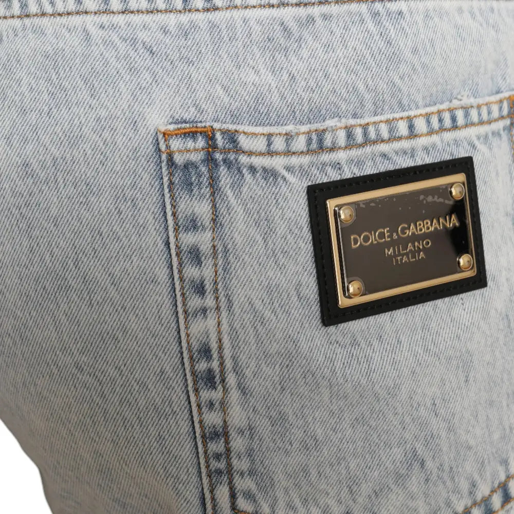 Dolce & Gabbana Multifarve Floral Print Denim Bermuda Shorts