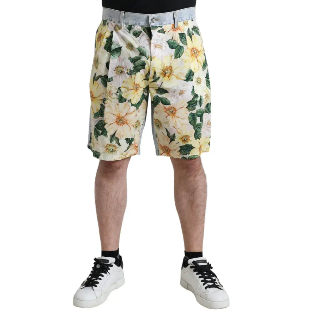 Dolce & Gabbana Multifarve Floral Print Denim Bermuda Shorts