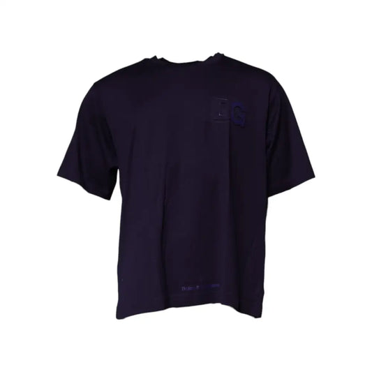 Dolce & Gabbana Navy Blue DG Logo Cotton Crew Neck T-shirt