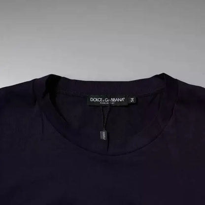 Dolce & Gabbana Navy Blue DG Logo Cotton Crew Neck T-shirt