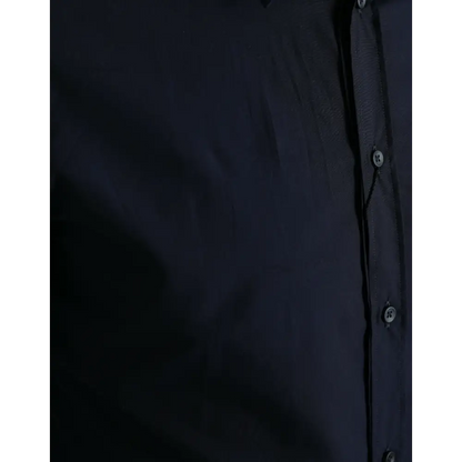 Mørkeblå slim fit Dolce & Gabbana skjorte med subtil tekstur
