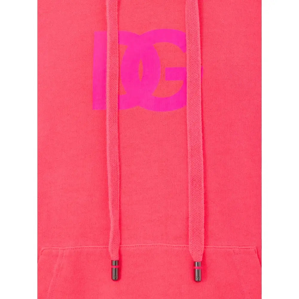 Lys Dolce & Gabbana pink bomuldssweatshirt med lyserød hætte og matchende snører