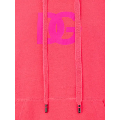 Lys Dolce & Gabbana pink bomuldssweatshirt med lyserød hætte og matchende snører