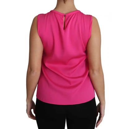 Dolce & Gabbana Pink Family Silk Tank Mama Blouse Top Shirt