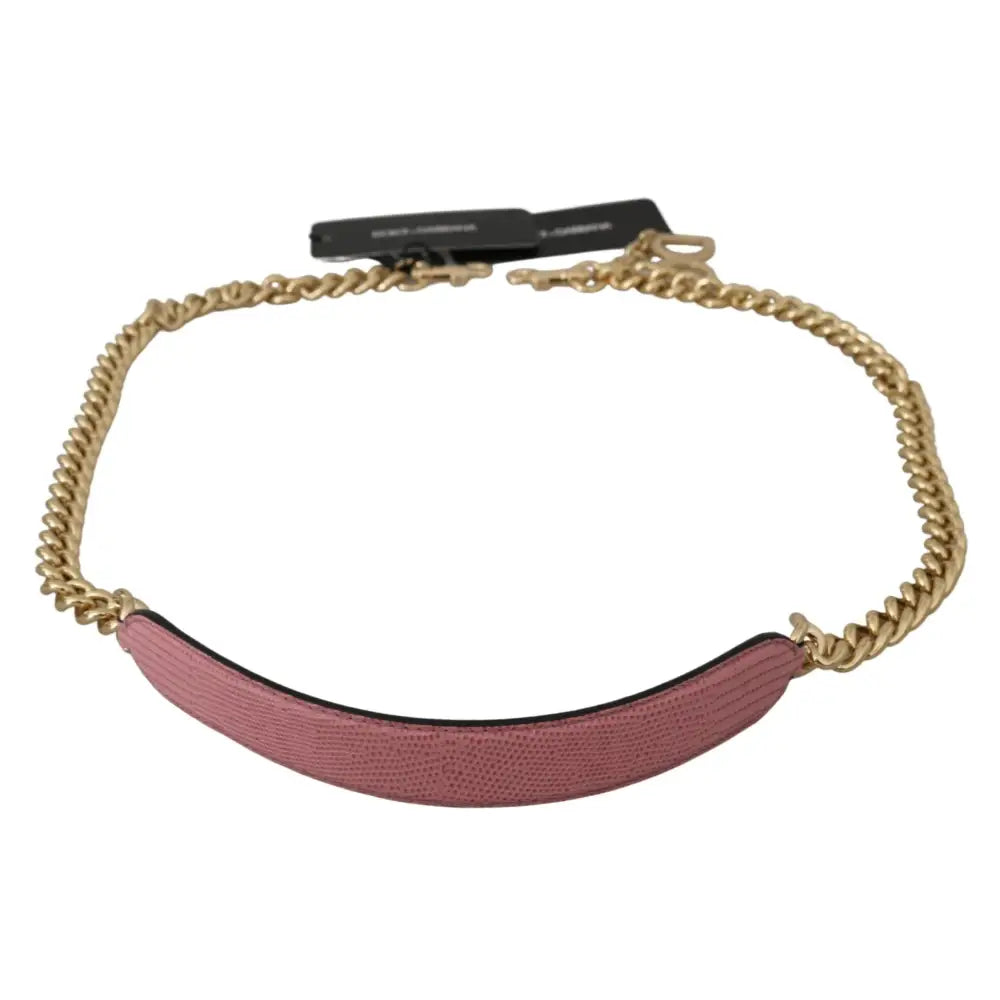 Dolce & Gabbana Pink Leather Gold Chain Accessory Shoulder Strap
