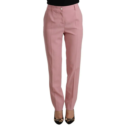 Dolce & Gabbana Pink Wool Stretch High Waist Trouser Pants
