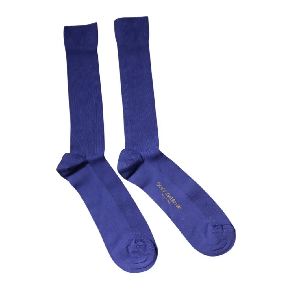 Royal blue Dolce & Gabbana purple cotton logo the calf socks, ribbed