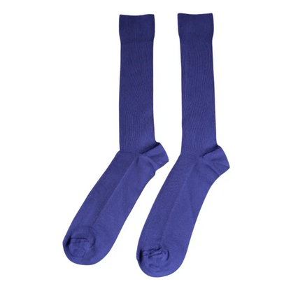 Dolce & Gabbana purple cotton logo over the calf socks, royal blue ribbed-knit