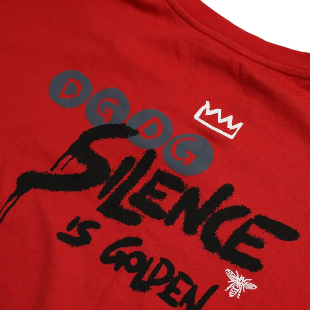 Dolce & Gabbana Red Cotton Graphic Print Crew Neck T-shirt