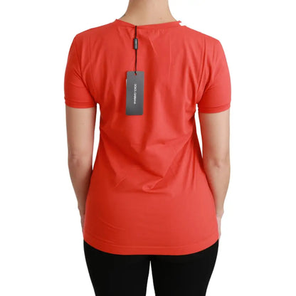 Dolce & Gabbana Red Crewneck Short Sleeve T-shirt Cotton Top