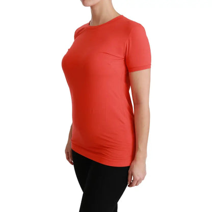 Dolce & Gabbana Red Crewneck Short Sleeve T-shirt Cotton Top