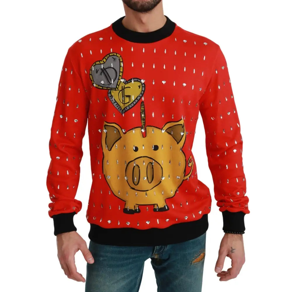 Dolce & Gabbana Red Crystal Pig of the Year Sweater