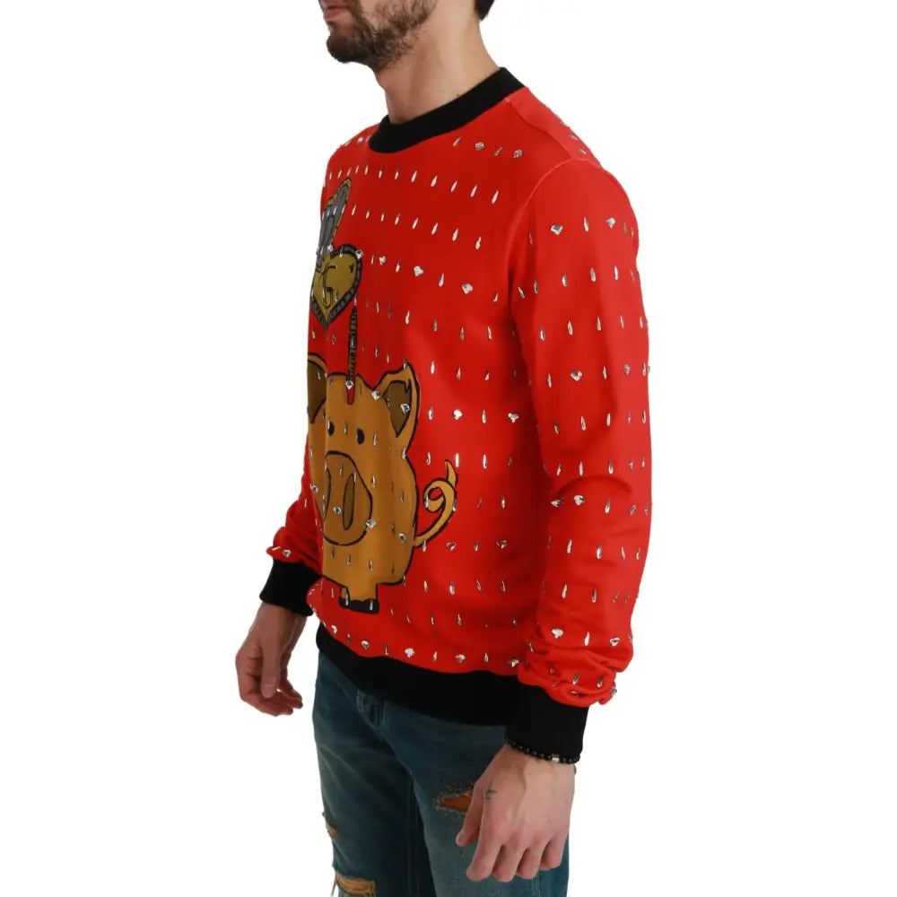 Dolce & Gabbana Red Crystal Pig of the Year Sweater