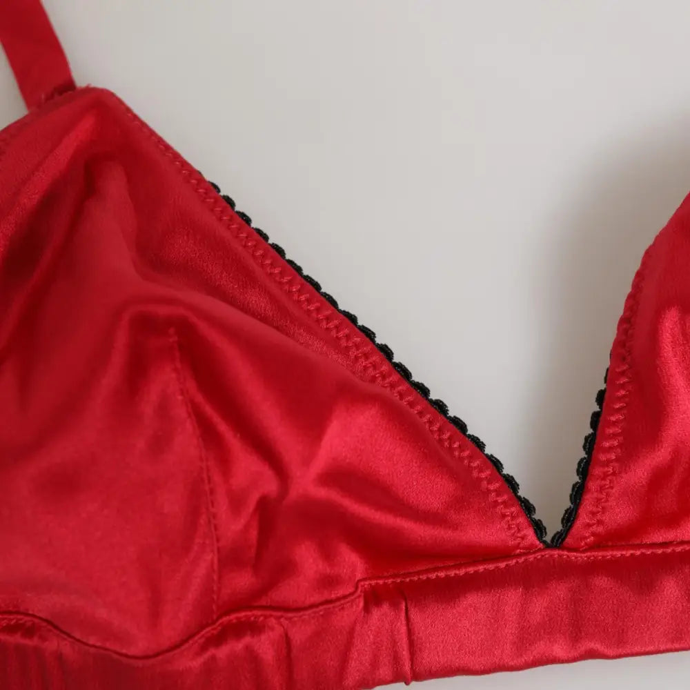 Dolce & Gabbana Red Silk Satin Triangle Soft Cup Br Underwear