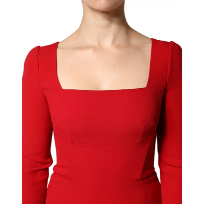 Vibrant Dolce & Gabbana rød viscose sheath bodycon mermaid kjole, outlet mærkevarer