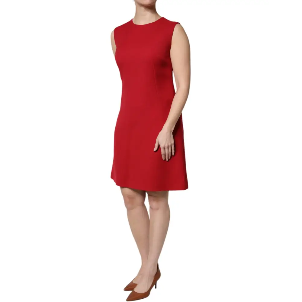 Vibrant rød Dolce & Gabbana uld sleeveless A-line kjole, spar 30-70% på mode