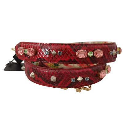 Dolce & Gabbana Rød Exotic Læder Krystals Reversible Skulder Strap