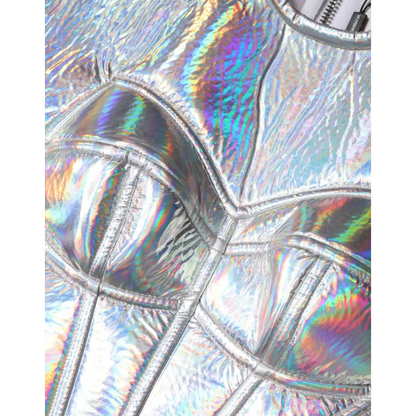 Dolce & Gabbana Silver Iridescent Bodycon Sheath Midi Dress