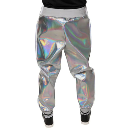 Dolce & Gabbana Silver Iridescent Men Jogger Sweatpants Pants