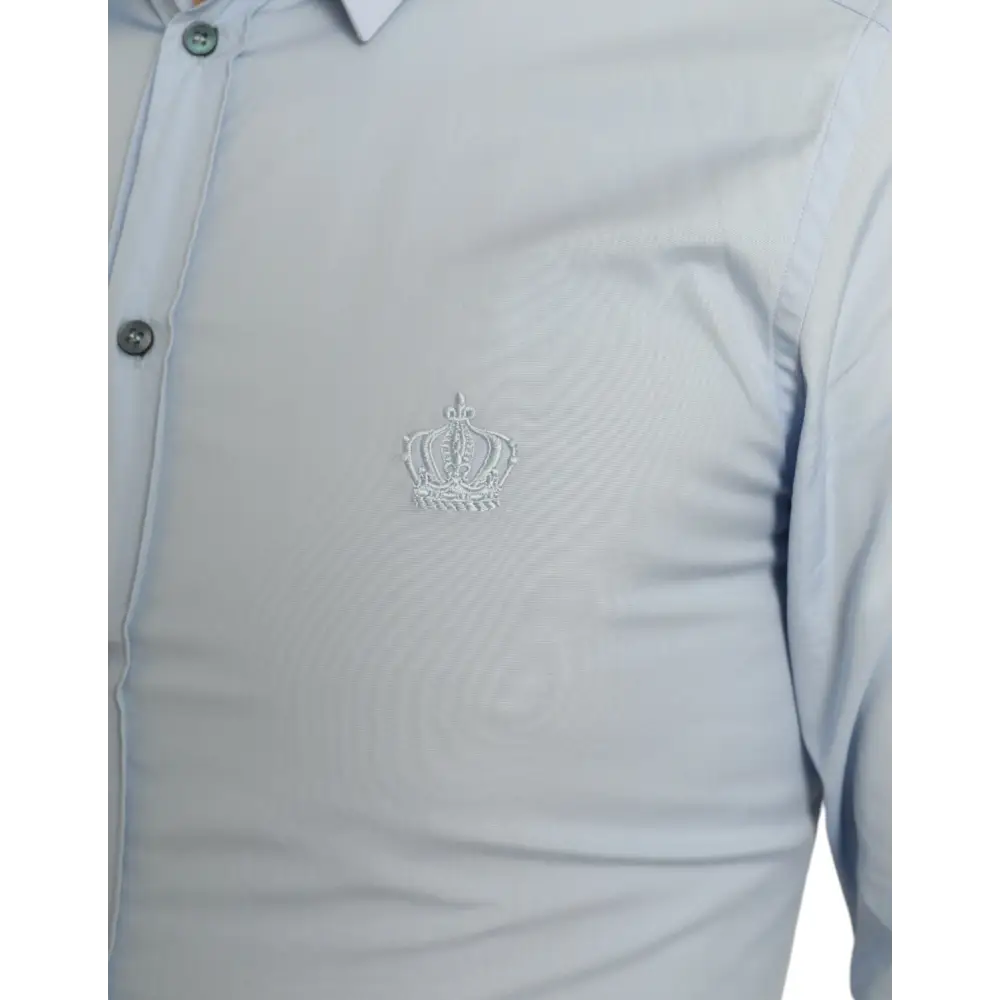 Dolce & Gabbana sky blue cotton formal gold dress shirt med krone