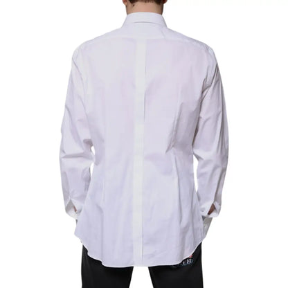 Dolce & Gabbana White Bib Cotton Poplin GOLD Formal Shirt
