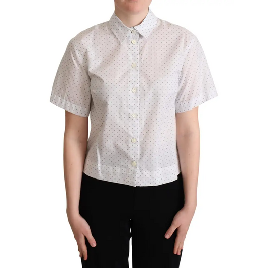 Hvid Dolce & Gabbana polka dot bluse - 100% originale brands, spar 30-70%