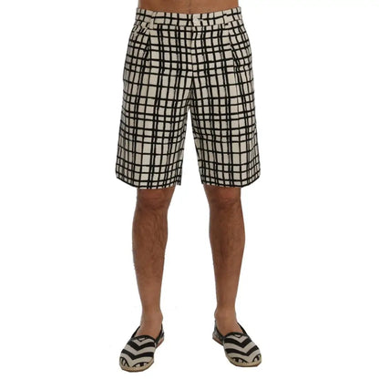 Dolce & Gabbana White Black Striped Casual Shorts