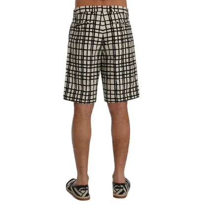 Dolce & Gabbana White Black Striped Casual Shorts