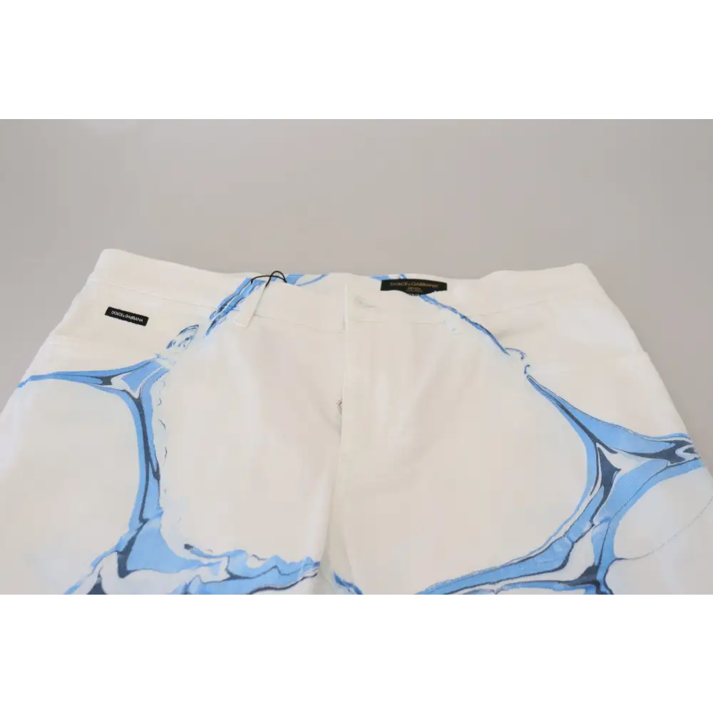 Dolce & Gabbana white blue denim skinny fit jeans with marbled pattern