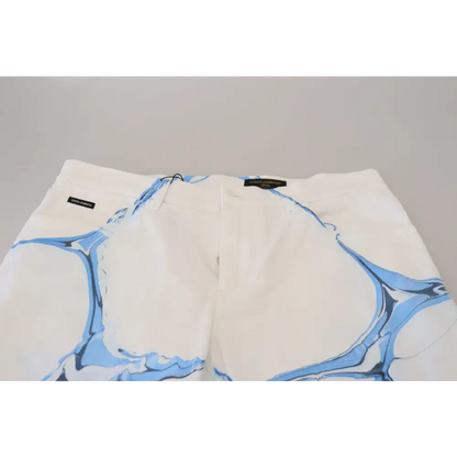 Dolce & Gabbana white blue denim skinny fit jeans with marbled pattern