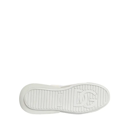 Dolce & Gabbana white calfskin leather low top sneakers with embossed sole